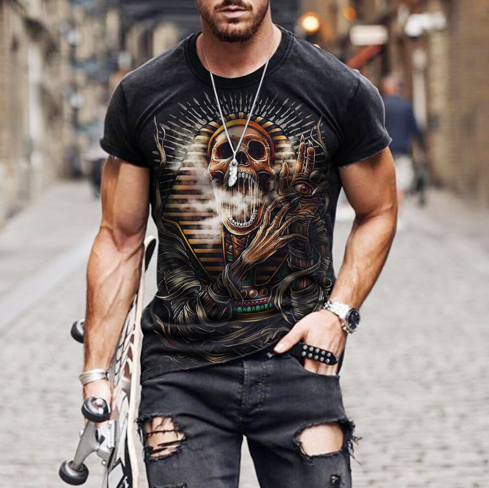 Personalized 3D Digital Printing Round Neck Casual Summer Men's Sports Short-sleeved T-shirt